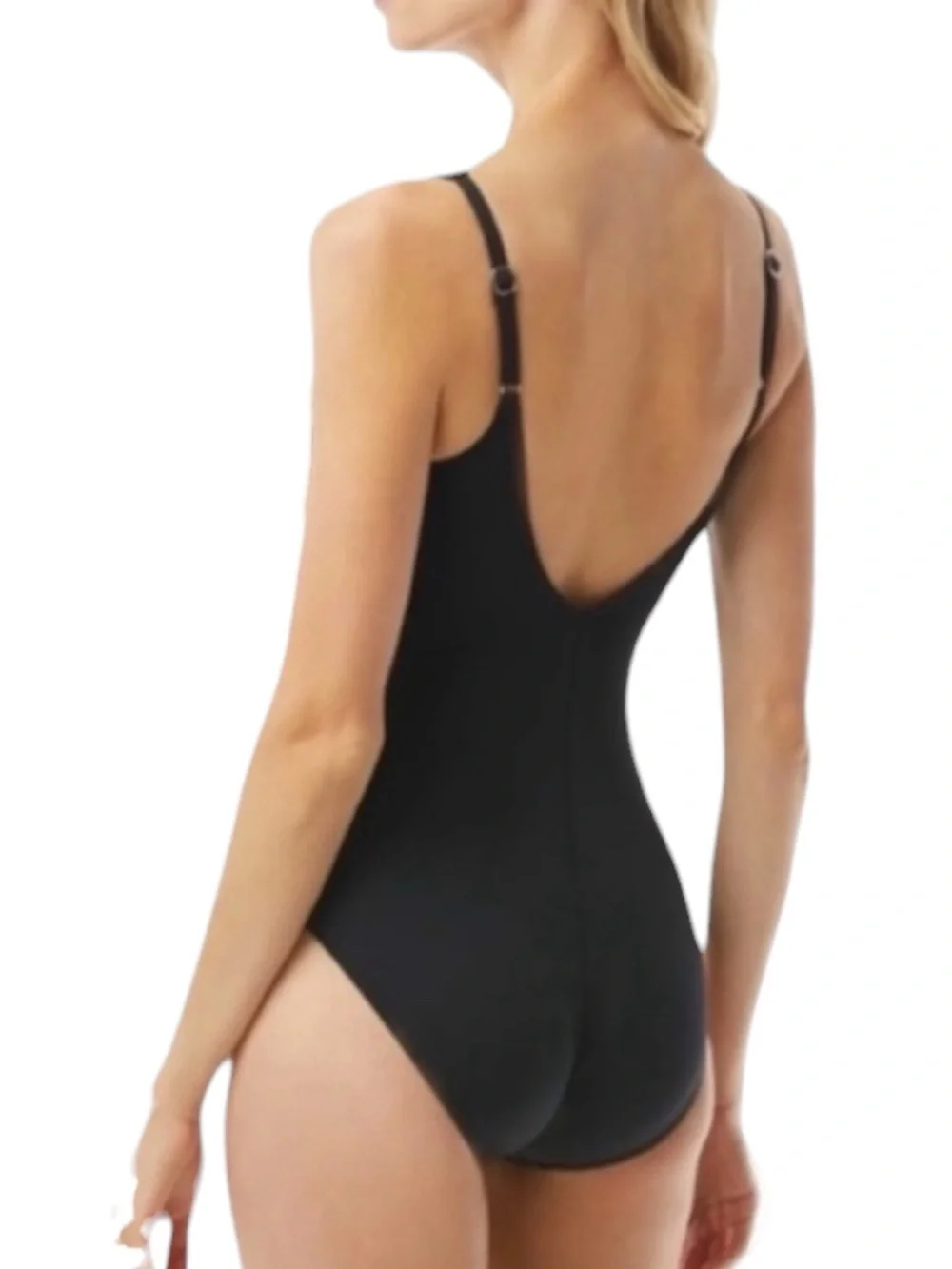 Michael Michael Kors One Piece Swimsuit Black Ribbed Size 10 Waist Sash Logo NWT